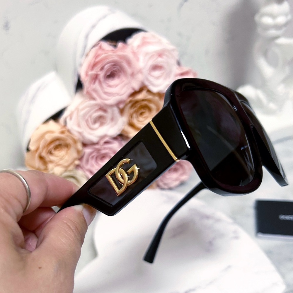 Authentic Dolce & Gabbana Black & Gold DG Mask Unisex Sunglasses